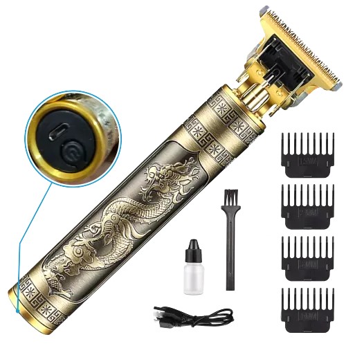 T9 Vintage USB 6500 charging cable with Rechargeable Hair Trimmer metal body Hair Cutting Machine For Men and Women