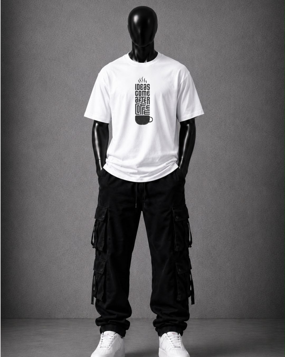 Analog Attire White T- shirt Coffe.