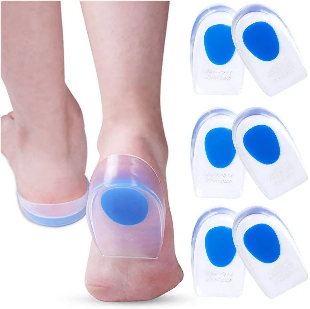 Silicone Gel Heel Cup Pad, Shoe Inserts for Plantar Fasciitis, Sore Heel, Heel Pain, Heal Dry Cracked Heels, Achilles Tendinitis Foot Comfort Pads Support