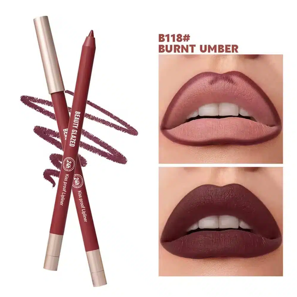 Beauty Glazed Waterproof & Long Lasting Lipliner Pencil – B118 Burnt Umber