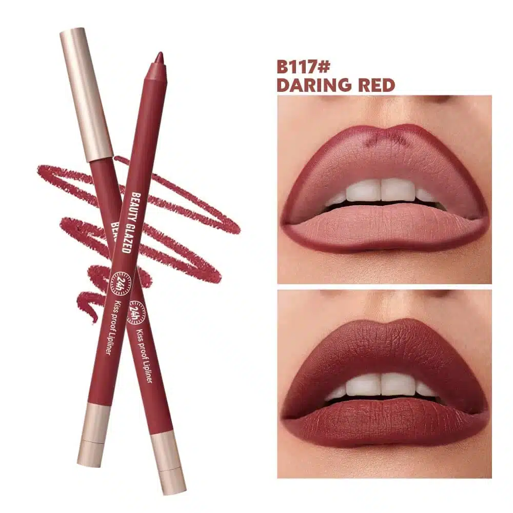 Beauty Glazed Waterproof & Long Lasting Lipliner Pencil – B117 Daring Red
