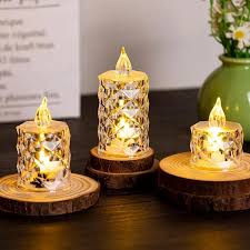 3pcs Crystal LED Flameless Candle Light Set – Battery Operated Tealight for Eid, Ramadan,Wedding, Party, Christmas, and Home Decor